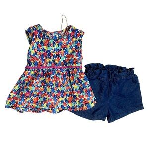 New Penelope Mack Vibrant Floral Top & High Waist Shorts Set 2T Toddler girl